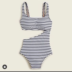 Brand New w/tags  Jcrew Cutout One-Piece In Stripe Navy/White